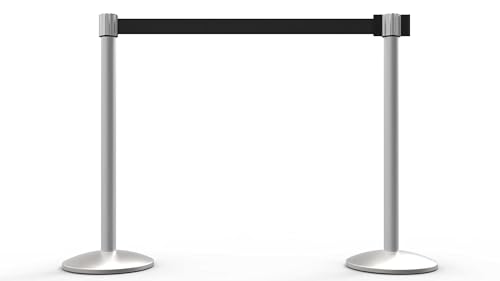Banner Stakes AL6208M QLine 7 ft Retractable Belt Barrier Stanchion Set X2 - size: Black (Matte Aluminum)