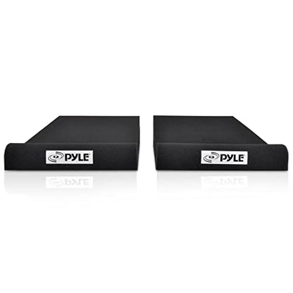 Pyle Sound Dampening Speaker Riser Foam - Audio Acoustic Noise Isolation Platform Pads Recoil Stabilizer For Studio Monitor, Subwoofer, Loud Speakers - Pyle PSI03 - Pack of 2,Black