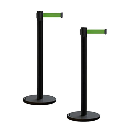 Trafford Industrial RBB-100 Retractable Belt Barrier Stanchions, 2-Pack - color: Green, size: 7.5 ft