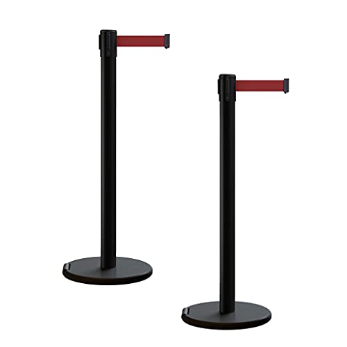 Trafford Industrial RBB-100 Retractable Belt Barrier Stanchions, Set of 2 - color: Maroon, size: 11 ft