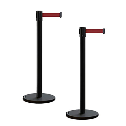 Trafford Industrial RBB-100 Retractable Belt Barrier Stanchions, Set of 2 - color: Maroon, size: 11 ft