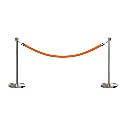 Stanchion Post and Rope KIT SAT.Steel, 2 Crown TOP 1 Gold Rope - color: Gold Rope, size: Satin Stainless Steel