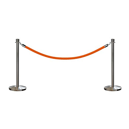 Stanchion Post and Rope KIT SAT.Steel, 2 Crown TOP 1 Gold Rope - color: Gold Rope, size: Satin Stainless Steel