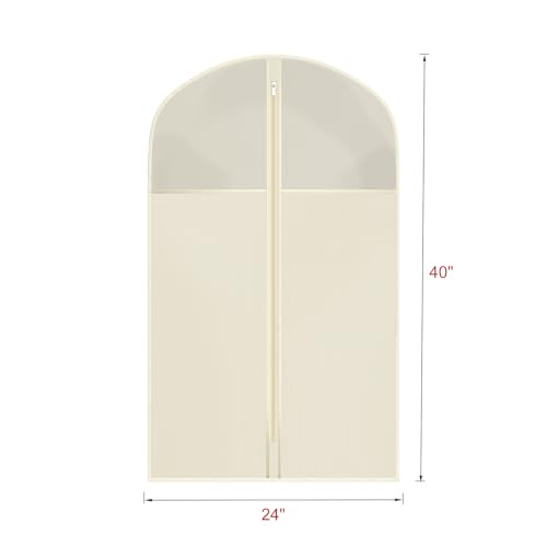 Univivi Garment Bag Suit Bag for Closet Storage, Beige, 40 Inch, Set of 6 | Travel Bag with Zipper and Visible Transparent Window, Oxford Fabrics, Foldable Washable Suit Cover for Jacket, Suits, Coats - size: 24"X40"-6pcs - Beige