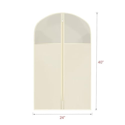 Univivi Garment Bag Suit Bag for Closet Storage, Beige, 40 Inch, Set of 6 | Travel Bag with Zipper and Visible Transparent Window, Oxford Fabrics, Foldable Washable Suit Cover for Jacket, Suits, Coats - size: 24"X40"-6pcs - Beige