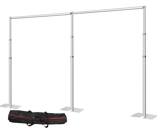 20x 8.6ft Pipe and Drap Photo Studio Backdrop Stand Kit, Heavy Duty Adjustable Frame Backdrop Stand with Flat Base,Carry Bag for Event, Birthday Party, Party Banquet Decorations.
