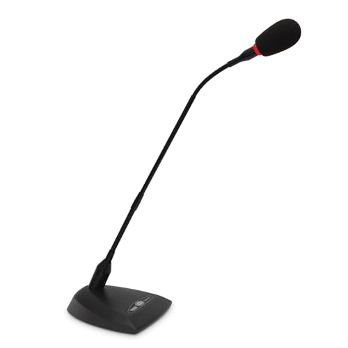 NOVIK NEO FNK-10 Gooseneck Condenser Mic with pop Filter – XLR Microphone for Podium, Church, Broadcast, Lectern, Conference & Speech – Tabletop Base, Cardioid, Phantom Power with ON/Off Button