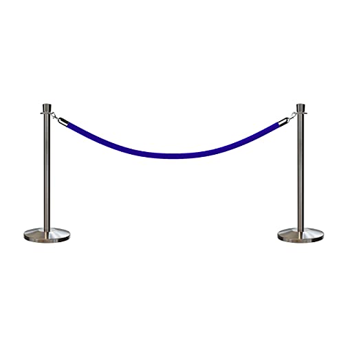 CCW Post and Rope Stanchion Kit, 2 Satin Stainless Steel Crown Top Posts - color: Blue Rope, size: Satin Stainless Steel