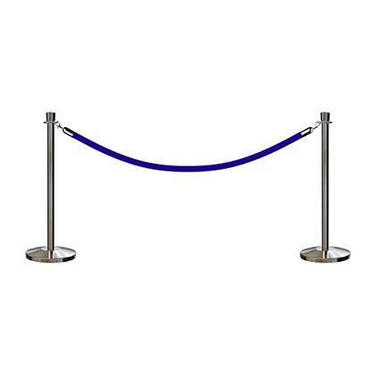 CCW Post and Rope Stanchion Kit, 2 Satin Stainless Steel Crown Top Posts - color: Blue Rope, size: Satin Stainless Steel