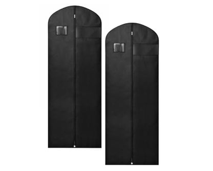 DS. DISTINCTIVE STYLE 2Pcs Dress Bags for Gowns, 60x24 In Long Dress Garment Bag with Clear Window, Garment Bag for Long Dress, Women's Coats, Formal Gowns, Evening Dresses (Black)