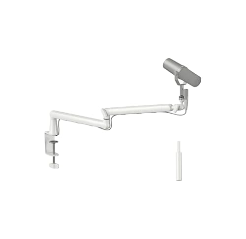 Microphone Arm,Desk Adjustable Mic Boom Arm Stand 360° Rotation,White - color: White
