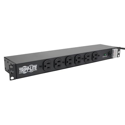 Tripp Lite 14-Outlet Rack Mount Surge Protector Power Strip PDU, 15A, 120V, 3000 Joules, 15ft Cord with 5-15P Plug, 1U Horizontal Rack Mount, Lifetime Manufacturer's Warranty (DRS-1215) - size: 15 Amps, style: Surge Protection