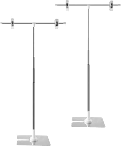 2-Pack T-Shaped Adjustable Metal Banner Holder Table Poster Stand Advertising Display Banner Stand Store Counter Display for Indoor Outdoor Store Board Display Show