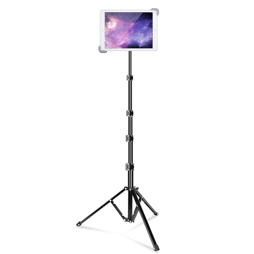elitehood iPad Tripod Stand, Aluminum Alloy iPad Stand, 360 Rotation Adjustable Height iPad Stand Holder for Floor, Universal Compatible with All 7.9-11 Inch Tablet - size: 7.9-11.9 inches