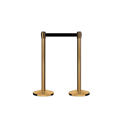 CCW Series RBB-100 Retractable Belt Barrier Stanchions, 2-Pack, Satin Brass - color: Black with White Horizontal Stripe, size: 7.5 Foot