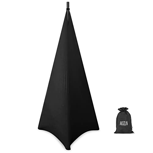 AKOZLIN Speaker Stand Cover with 360 Degree Tripod Stand Skirt Skrim Stretchable Lycra Fabric Covers with Free Storage Bag Black - color: Black-one pack