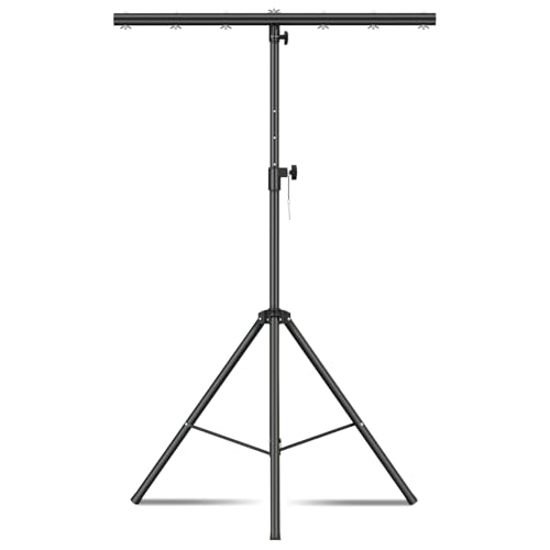 DJ Lights Stand with Round T Bar, Heavy Duty Par Can Tripod for 7 Lights Stage Light Stand Adjustable Height 55-100 Inch, DJ Lighting Suitable for Stages, Bar, Banquet, Party - size: 1 Pack Round T Bar