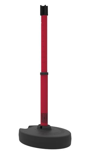 PL4162T Plus 75 ft Belt Barrier w/Cart Package & Tray | Mobile System, 5 Telescoping Stanchions, 15 ft Red "Danger (Double-Sided)" Retractable Banners, Accessory Tray - style: Red: Danger (Double-Sided)