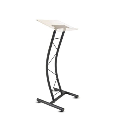 Kingdom Curved Metal Lectern with Acrylic Top, Stainless Steel Lectern Body and Clear Acrylic Top - Striking and Elegant for All Spaces - size: Design 05