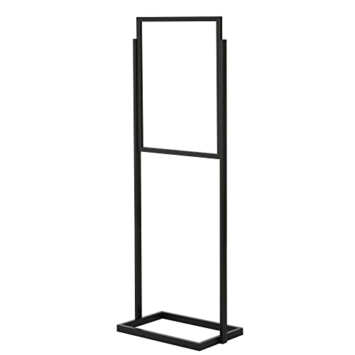M&T Displays Metal Eco Info Board Black 24x36 Inches Slide-In Poster Sign Holder 1 Tier Double Sided Floor Standing Pedestal Advertising Display with Backing and Anti-Glare PET Cover