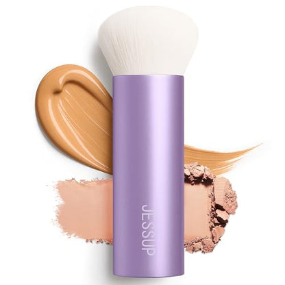 Jessup Large Foundation Brush, Dense Ultra-Soft Kabuki Makeup Brush AS004 | Cruelty-free, High-Density Synthetic Fibers, Liquid, Cream & Powder, Blush & Contour, Seamless Blending, Even Natural Finish - color: AC-Purple