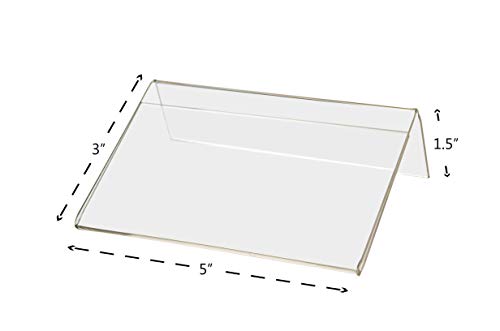 Marketing Holders 2 Pack Acrylic Sign Holder for 5" x 3" Printed Materials Clear Slant Back Plexiglass Countertop Side Load Graphic Image Display for Retail Stores Hotels Offices and Restaurants - size: 5"W x 3"H