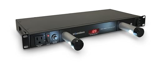 PMX-900 Rack-mount 1U Power Conditioner/Surge Protection - Noise Filtering with 2 Front-panel Pull-out LED Lights & LED Voltage Monitor Display (No Sequencer Function) - color: Black (PMX-900)