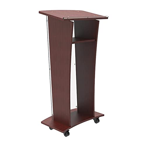 FixtureDisplays® Wood Podium with Frost Acrylic Front Panel, 46.5 Tall Pulpit Lectern with Pray Hand Decor, Easy Assembly Required 1803-5-FROST