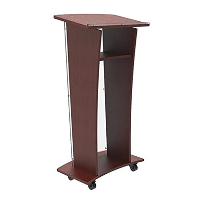 FixtureDisplays® Wood Podium with Frost Acrylic Front Panel, 46.5 Tall Pulpit Lectern with Pray Hand Decor, Easy Assembly Required 1803-5-FROST
