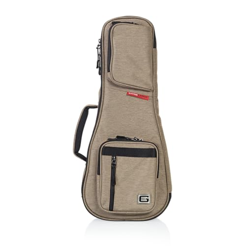 Gator Cases Transit Series Lightweight Soprano Ukulele Gig Bag with Back Pack Straps and Rubberized Base, Tan Exterior (GT-UKE-SOP-TAN) - color: Tan, style: Soprano Ukulele