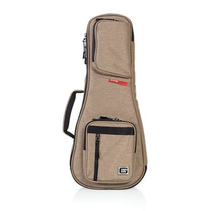 Gator Cases Transit Series Lightweight Soprano Ukulele Gig Bag with Back Pack Straps and Rubberized Base, Tan Exterior (GT-UKE-SOP-TAN) - color: Tan, style: Soprano Ukulele