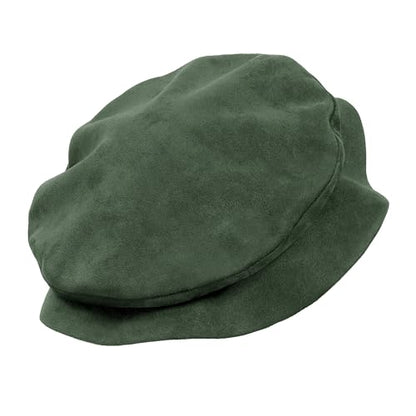 FURPHI Medieval Tudor Flat Cap Faux Suede Beret Hat Renaissance Festival Costume Accessories for Men Women - color: Green