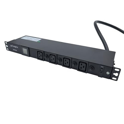 30A Rack Mount PDU, L6-30P Input Power Distribution Unit with 12 C13 & 4 C19 Outlets, 7200W 1U 19 Inch Horizontal Rack Mount Power Strip with Overload Protection and LCD Display - color: LED Metered