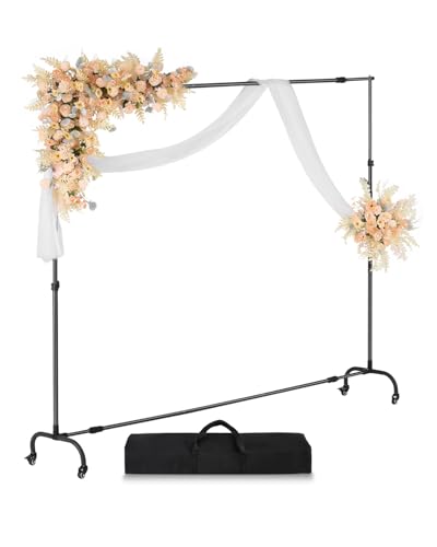 VEVOR Backdrop Stand with Wheels, 7 x 10 ft Adjustable Photo Backdrop Stand Kit, Moveable Background Backdrop Stand, Heavy Duty Projector Screen Stand, for Wedding, Photo Studio & Party - size: 7 x 10 ft