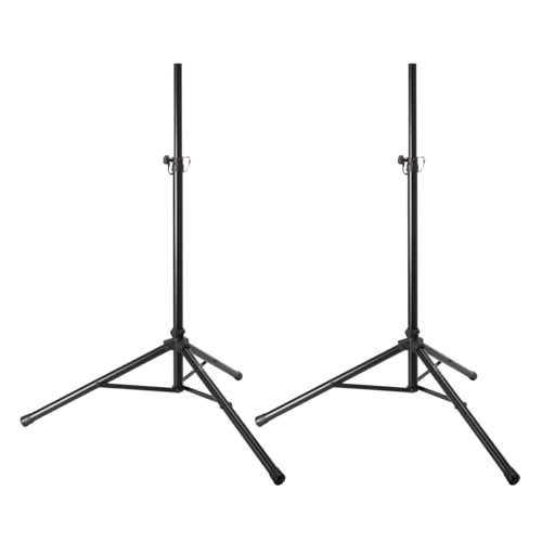 Behringer DR115DSP Active 1400W 15" PA Speaker System w/DSP and 2-Ch Mixer, Pair, Bundle with Turnstile Audio Speaker Stands, Pair, XLR M to F Cable 25'