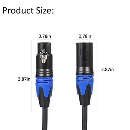 (5 FT- 2 Pack) XLR Splitter Cable, 1 Male to 2 Female XLR Y Splitter Micrphone Cable, 3pin Male to Dual Female Y-Splitter Balanced Mic Audio Cables for Stereo Mic to L & R Audio Track - size: 5 ft-2Pack