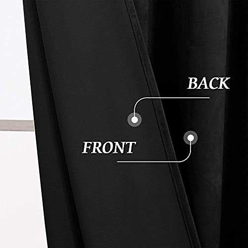 RYB HOME Extra Long Velvet Curtains 108 inches Long, High Ceiling Curtains | Thermal Insulated, Room Darkening, Privacy UV Protection, Loft Apartment Living Room, Black, W52 x L108, 2 Panels - color: Black, size: 52"W x 108"L (Pack of 2)