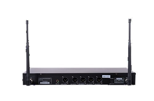 Sound Town 200-Channel Rack Mountable Professional Adjustable UHF Wireless Microphone System with Metal Receiver and 4 Handheld Mics (NESO-U4HH) - color: Matte Black