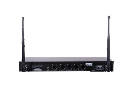Sound Town 200-Channel Rack Mountable Professional Adjustable UHF Wireless Microphone System with Metal Receiver and 4 Handheld Mics (NESO-U4HH) - color: Matte Black