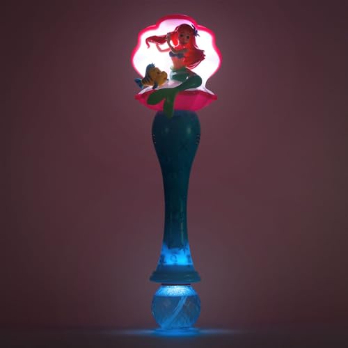 Disney Store Official The Little Mermaid Ariel & Flounder Light & Sound Bubble Wand - Interactive LED Toy, Perfect for Kids & Fans - Ideal for Outdoor Play & Parties, Durable and Safe - style: Ariel & Flounder