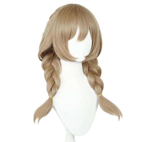 Brown Double Braids Librarian Cosplay Wig Heat Resistan Synthetic Fiber Hairs for Uniex Adult Halloween Christmas Cos Anime Party Replacement Wigs - color: Brown Double Braids
