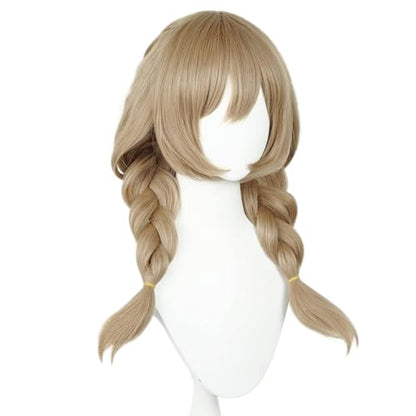 Brown Double Braids Librarian Cosplay Wig Heat Resistan Synthetic Fiber Hairs for Uniex Adult Halloween Christmas Cos Anime Party Replacement Wigs - color: Brown Double Braids