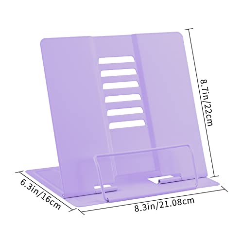 Honagu Metal Desk Book Holder, Hands Free Adjustable Cookbook & Document Holder, Portable Bookstand for Music Books, Textbooks, Recipes, Tablets & iPads (Purple) - color: Purple