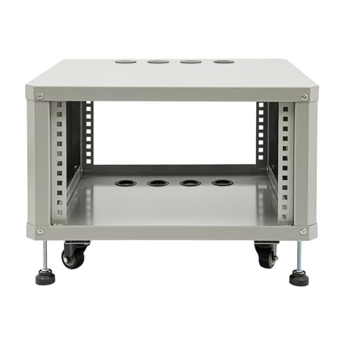 6U Audio Rack Server Racks Studio Racks with Four Wheels Component Rack for Av Equipment, NAS, Servers Rolling Network Cabinet for Home Laboratories, Recording Studios, Band Rehearsals(Grey) - color: Grey, size: 6U