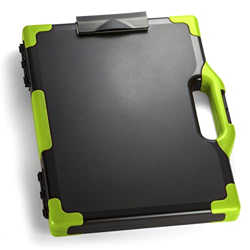 Officemate Carry All Clipboard Storage Box, Letter/Legal Size, Black & Green (83325) | 15.75 x 13-Inches, Document Organizer, Enclosed Storage Compartment, Reinforced Corners - size: 1 Pack