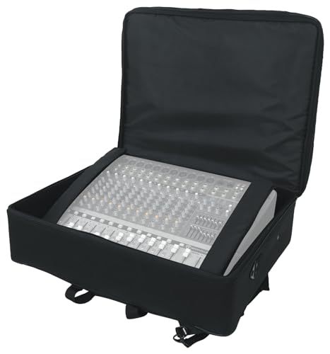 Rockville BP-MIX2621 Padded Mixer Bag Semi Rigid, 26" x 21" x 8.5" | Interior Straps, 7 Removable Dividers, Water Resistant, YKK Zippers, Backpack / Shoulder / Handle Carry, Protective Feet
