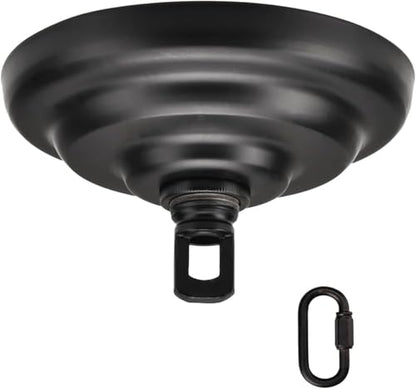 KC&KST 5" Ceiling Light Cover Plate Canopy Kit - Heavy Duty, Black Steel Cover for Chandelier/Pendant/Swag Light, Includes Loop, Cross Bar and Mounting Screws (Black) - color: Black