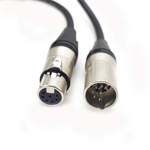 7 Pin XLR Cable Connector, 7 Pin XLR Tube Microphone Cable Balanced Male to Female Connections for Microphone and Audio Interface, Straight Female to Male XLR Plug Cable（5Meter） - size: 16.4ft