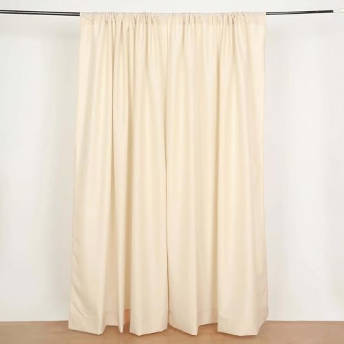 Efavormart 2 Pack | Beige Polyester Drapery Panels with Rod Pockets, Photography Backdrop Curtains, 5ftx8ft - 130 GSM - color: Beige