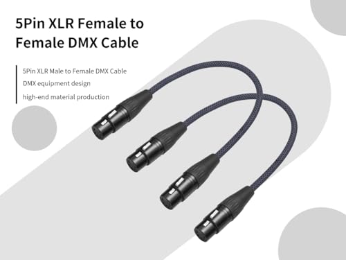 2-Pack 5Pin XLR Female to Female,1.2FT,DMX512 5 PIN XLR Female to Female,5 PIN DMX Cable Adapter Microphone Cable dmx512 5PIN Female to Female Adapter - color: 5-Pin XLR Female to Female